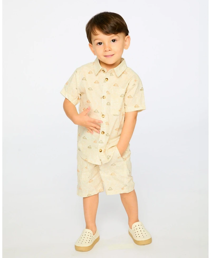 Deux par Deux Little Boys Poplin Shorts Safari Print