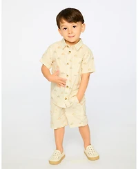 Deux par Deux Little Boys Poplin Shorts Safari Print