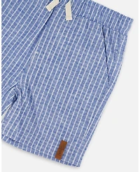 Deux par Deux Little Boys Printed Chambray Shorts Denim Stripes