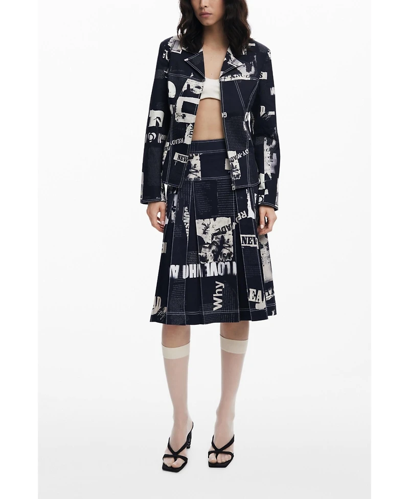 Desigual Women's Midi skirt with newspaper pleats