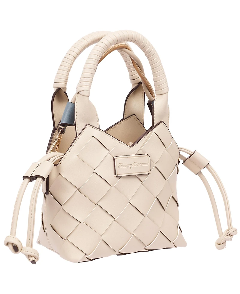 Tommy Bahama Demi Mini Woven Pu Tote – Mini Woven Faux Leather Top Handle and Crossbody Bag