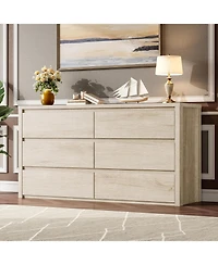 gaomon 6 Drawer Dresser for Bedroom, Wide Wood Chest of Drawers Handle Free, Large Modern Dresser Storage Cabinet for Living Room
