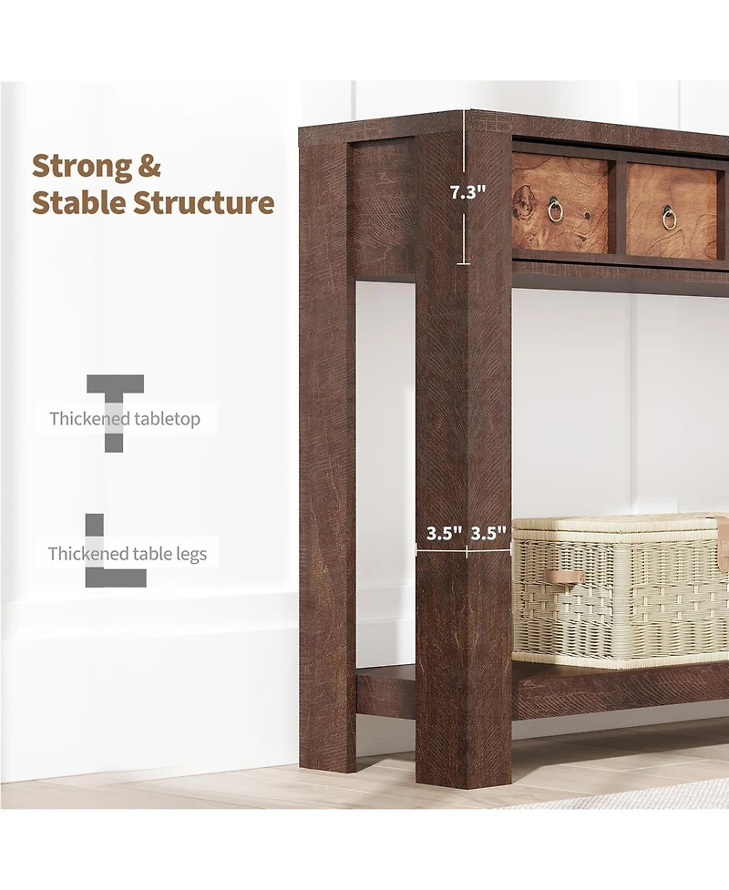 gaomon Entryway Table, 59 Inch Console Table Narrow Sofa Table Behind Couch, Farmhouse Entry Table with 2 Drawers