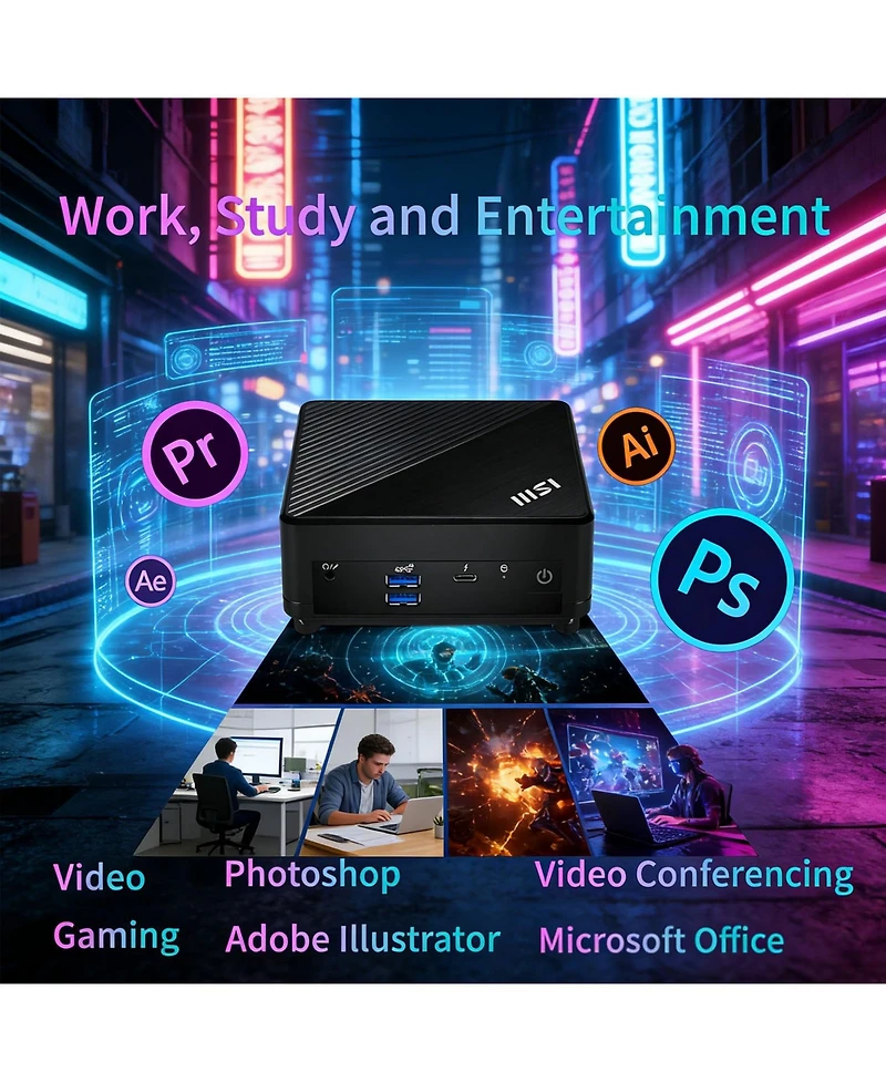 Msi Cubi 5 Mini Desktop Intel Core i5 16GB Ram Intel Uhd Graphics 256GB Ssd Storage Windows 11 Pro