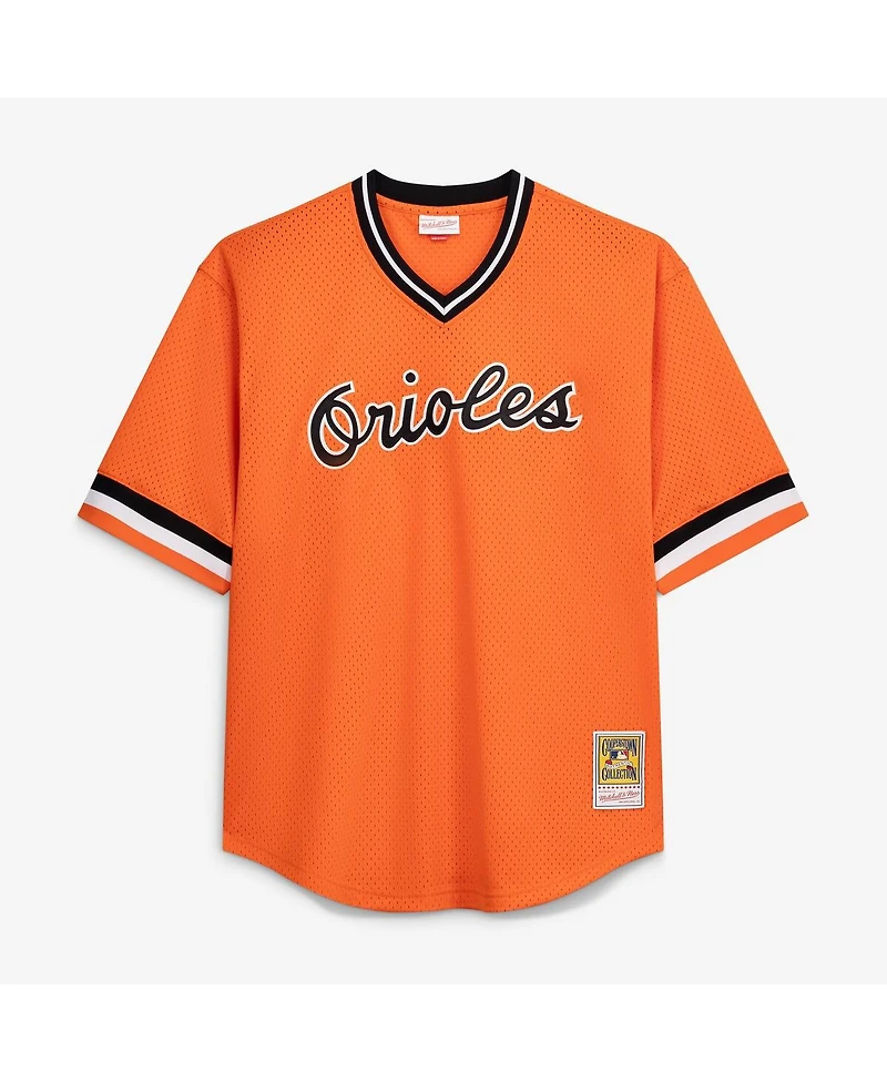 Mitchell & Ness Men's Profile Cal Ripken Jr. Orange Baltimore Orioles Big Tall Cooperstown Collection Mesh Batting Practice Jersey