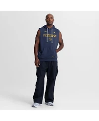Nike Men's Navy Milwaukee Brewers Authentic Collection Standard Issue Dri-fit Sleeveless Hoodie
