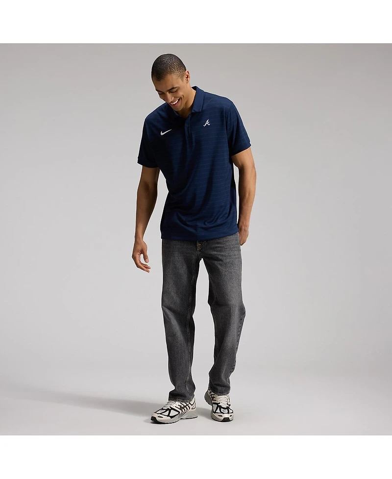 Nike Men's Atlanta Braves Authentic Collection Striped Victory Dri-fit Polo Shirt