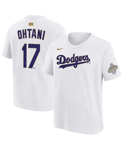 Nike Big Boys and Girls Shohei Ohtani White Los Angeles Dodgers 2026 Gold Collection Name Number T-Shirt
