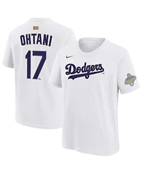 Nike Big Boys and Girls Shohei Ohtani White Los Angeles Dodgers 2026 Gold Collection Name Number T-Shirt