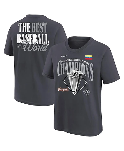 Nike Big Boys and Girls Anthracite Venezuela Baseball 2026 World Classic Champions Locker Room T-Shirt
