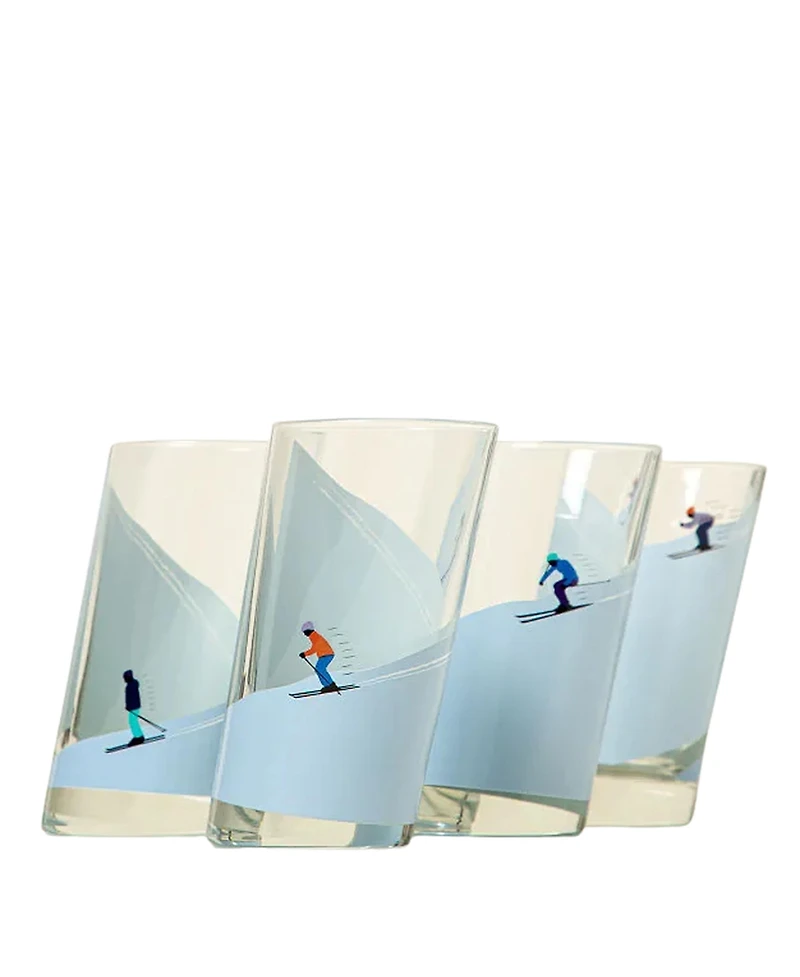 Uncommon Goods Sloping Ski Glasses, Set of 4