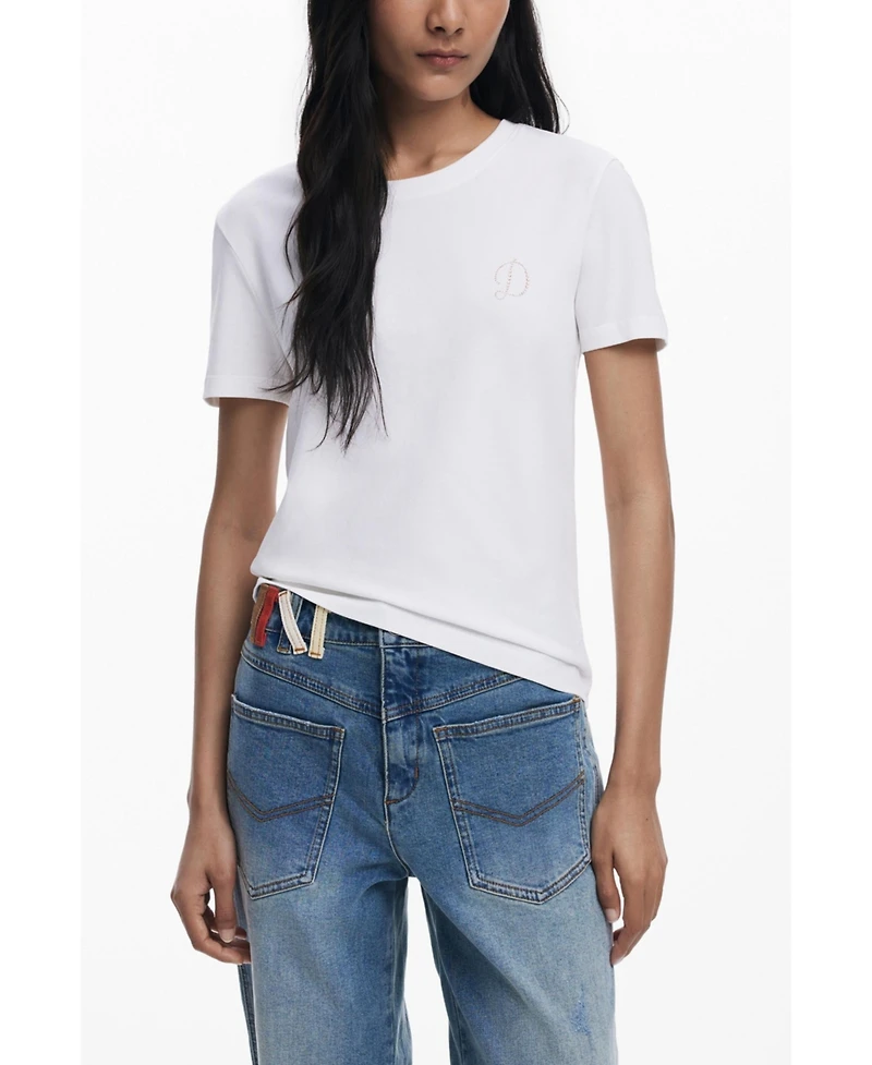 Desigual Women's "D" strass T-shirt