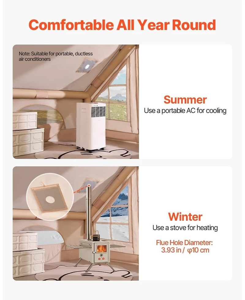 Skonyon Inflatable Camping Tent for 5-8 Person Easy Setup with Pump and Mesh Windows