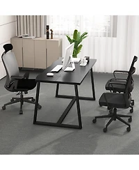 Slickblue 63" Large Dining Table with Wavy Edge and Heavy-duty Metal