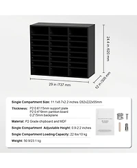 Sugift Wood Literature Organizer 24 Compartments Removable Shelves for Office Use