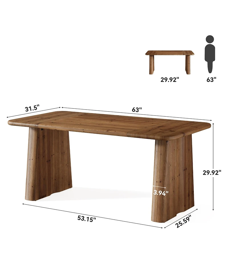 Tribesigns 63-Inch Solid Wood Executive Desk, Large Office Computer Desk with Heavy Duty Legs, Simple Study Writing Table Business Workstation
