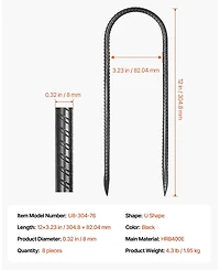 Inolait 12-in Galvanized Steel Rebar Stakes Ground Anchors for Fencing and Tents