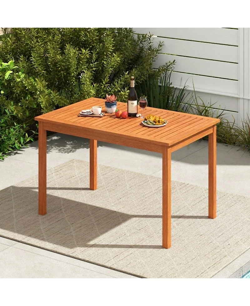 Gouun 48 in Rectangular Wood Outdoor Dining Table for 4-6 People