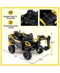 Slickblue 24V Kids Ride-On Excavator, 4WD 2-Seater with Remote and Digging Arm.