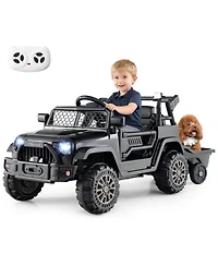 Slickblue 12V Kids Ride-On Utv with Detachable Trailer, Battery Powered