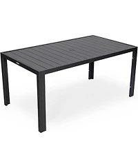 LeisureMod 63" Outdoor Aluminum Dining Table for Modern Home, Patio, Backyard Garden Chelsea Collection