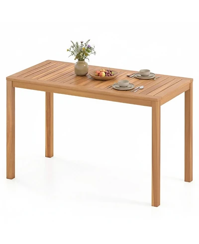 Gouun Acacia Wood Slatted Outdoor Dining Table for 4-6