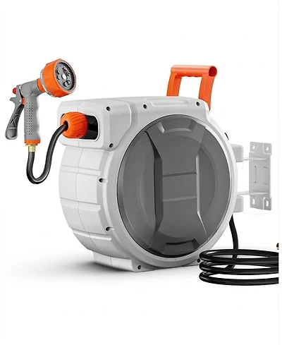 Sugift Retractable Hose Reel 1/2in x 145 ft Wall-Mounted Heavy Duty for Outdoors