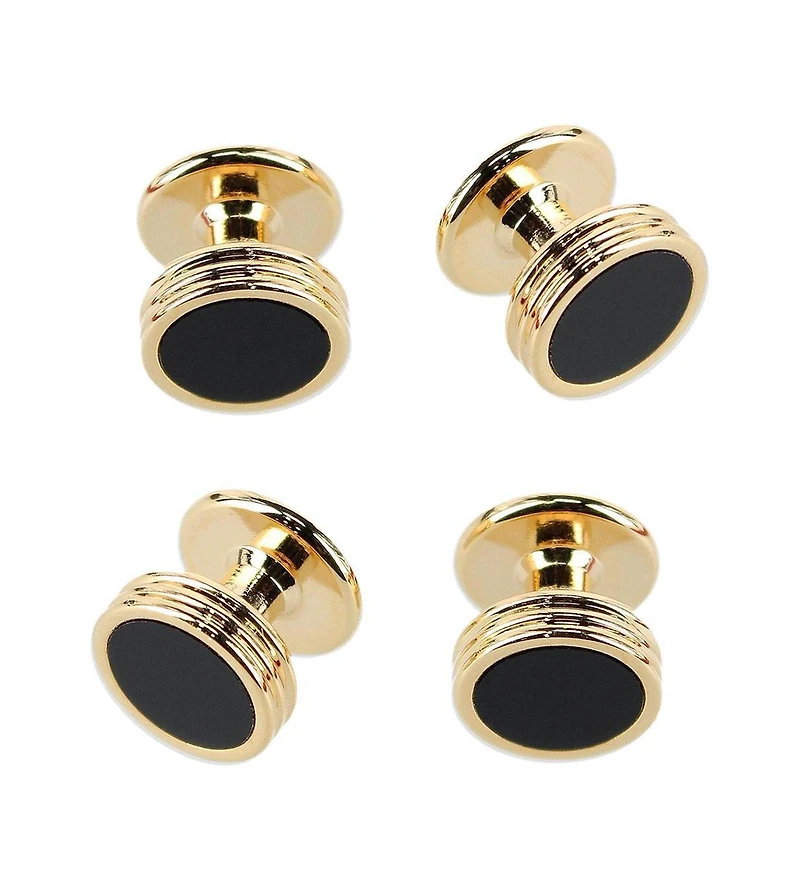 Trafalgar Men's Xaviar Ring Detailed Circular Cufflink Stud Set