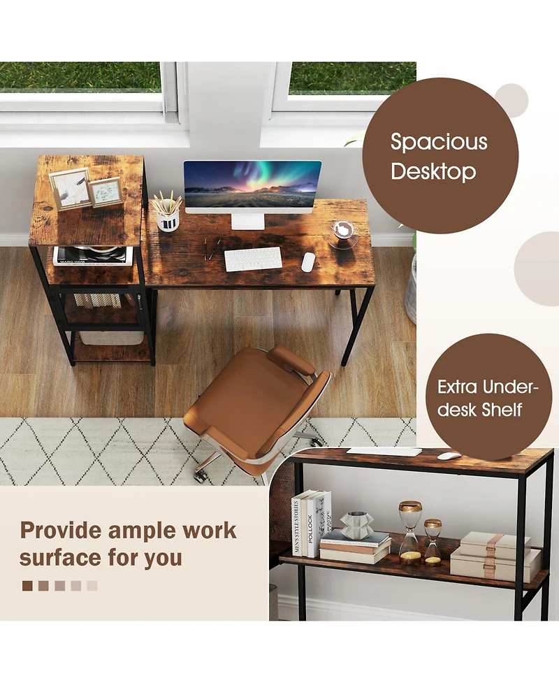 Slickblue Home Office Desk with Bookshelf, Shelves, and Storage Cabinet