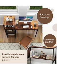 Slickblue Home Office Desk with Bookshelf, Shelves, and Storage Cabinet