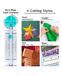 Gnuadz Paper Trimmer Craft Cutter 4 Style Multi-function Scrapbooking Tool Dial Straight Wave Dotted Perforated Creasing Photos Postcards Card