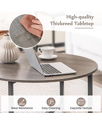 Gouun 3-Piece Coffee Table Set Round Table and 2 Square End Tables