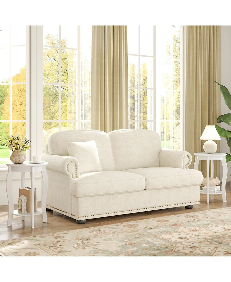 Gouun Set of 2 Compact 15 in Round End Tables with Storage Shelf