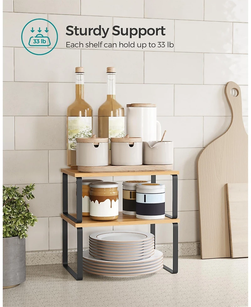 Gnuadz Stackable Expandable Cabinet Organizer Shelf Metal Wood Spice Rack