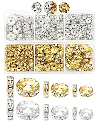 Gnuadz 300pcs Rondelle Spacer Beads Rhinestone Beaded Pens Bracelets Necklaces Craft