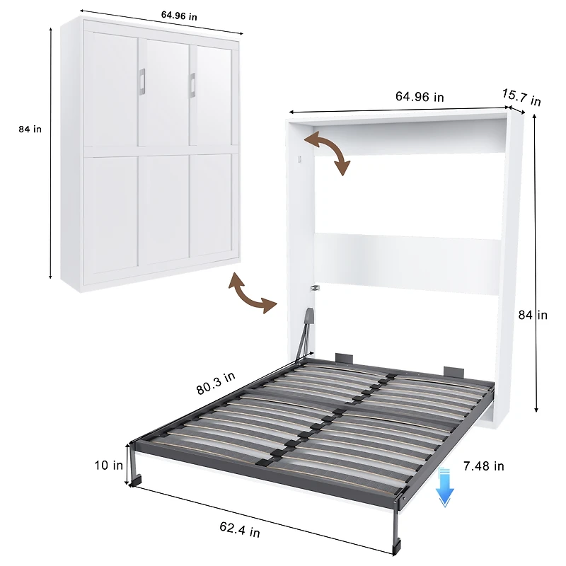 Streamdale Furniture Murphy Bed, Foldable Wall Bed
