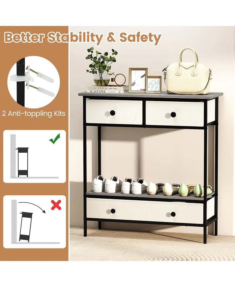 Sugift Farmhouse Console Table with Open Storage Shelf for Hallway