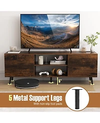 Sugift Tv Stand with Power Outlets and Adjustable Shelf for 60 Inch TVs-Rustic