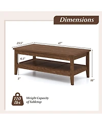 Gouun Farmhouse Cocktail Table 47-Inch with Thickened Tabletop