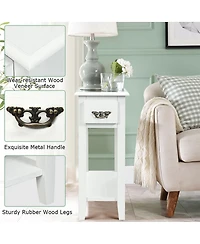 Gouun Set of 2 Ultra-Slim Sofa Side End Tables with Drawer and Open Shelf