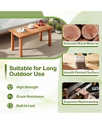 Gouun Slatted Wood Patio Coffee Table for Deck and Poolside