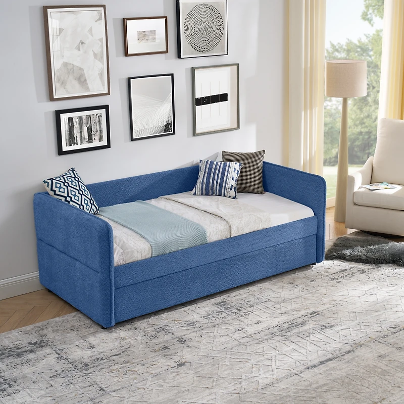 Streamdale Furniture Boucle Daybed w/ Twin Trundle Sofa Bed