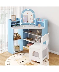 Slickblue 2-in-1 Toddler Vanity Set with Mirror and Lights for Pretend Play