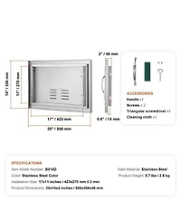 Sugift Single Stainless Steel Bbq Access Door 20W x 14H in for Bbq Island Grilling
