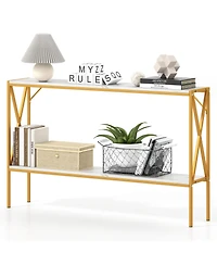 Gouun Narrow 2-Tier Console Table 47-Inch with Metal Frame