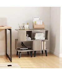 Gouun Set of 2 3-Tier Geometric Bookshelves with Open Storage Shelves, 16 x 16 x 27.5 in