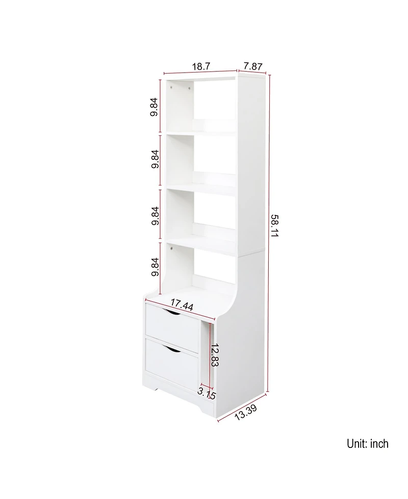 Rainsken Tall Nightstand with Bookshelf