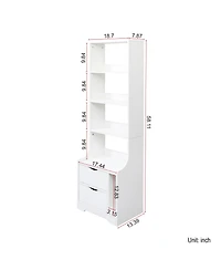 Rainsken Tall Nightstand with Bookshelf