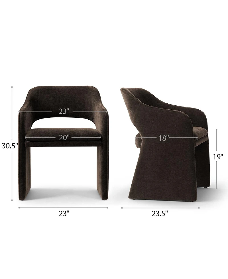 Maison Boucle Set of 2 Chenille Dining Chairs, 19-Inch Seat Height Armchairs