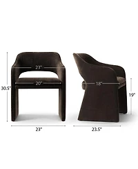 Maison Boucle Set of 2 Chenille Dining Chairs, 19-Inch Seat Height Armchairs